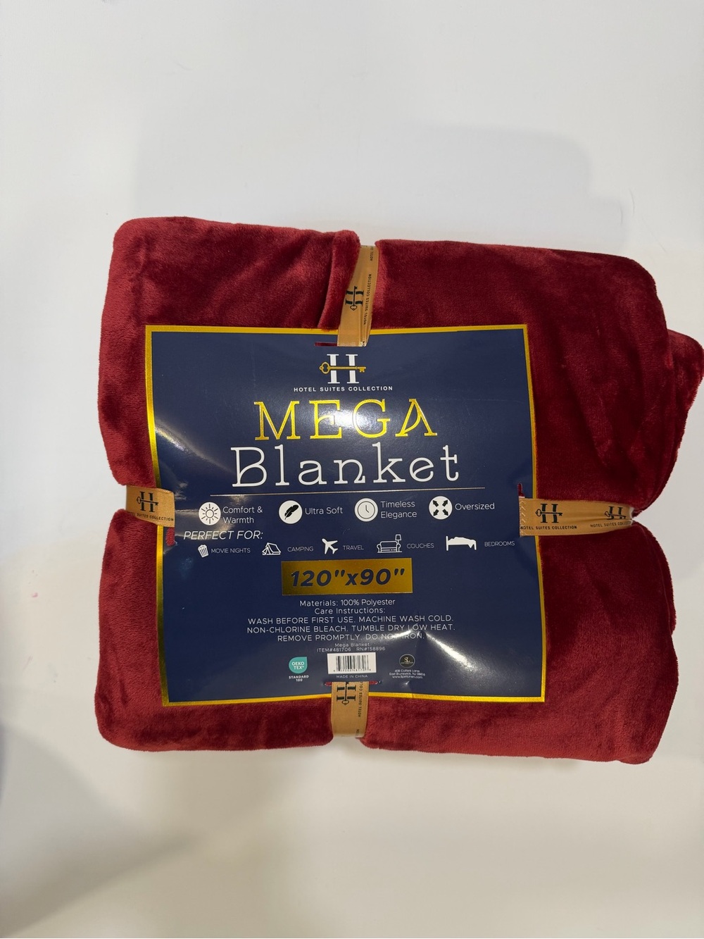 Hotel Suites Collection Mega Blanket In Burgundy Red - XL 120” x 90”